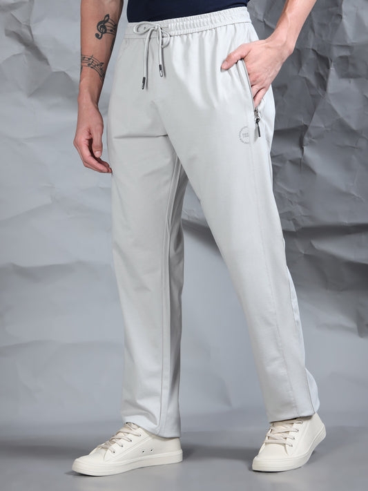 Light Grey Blend Knitted Stretchable Track Pant