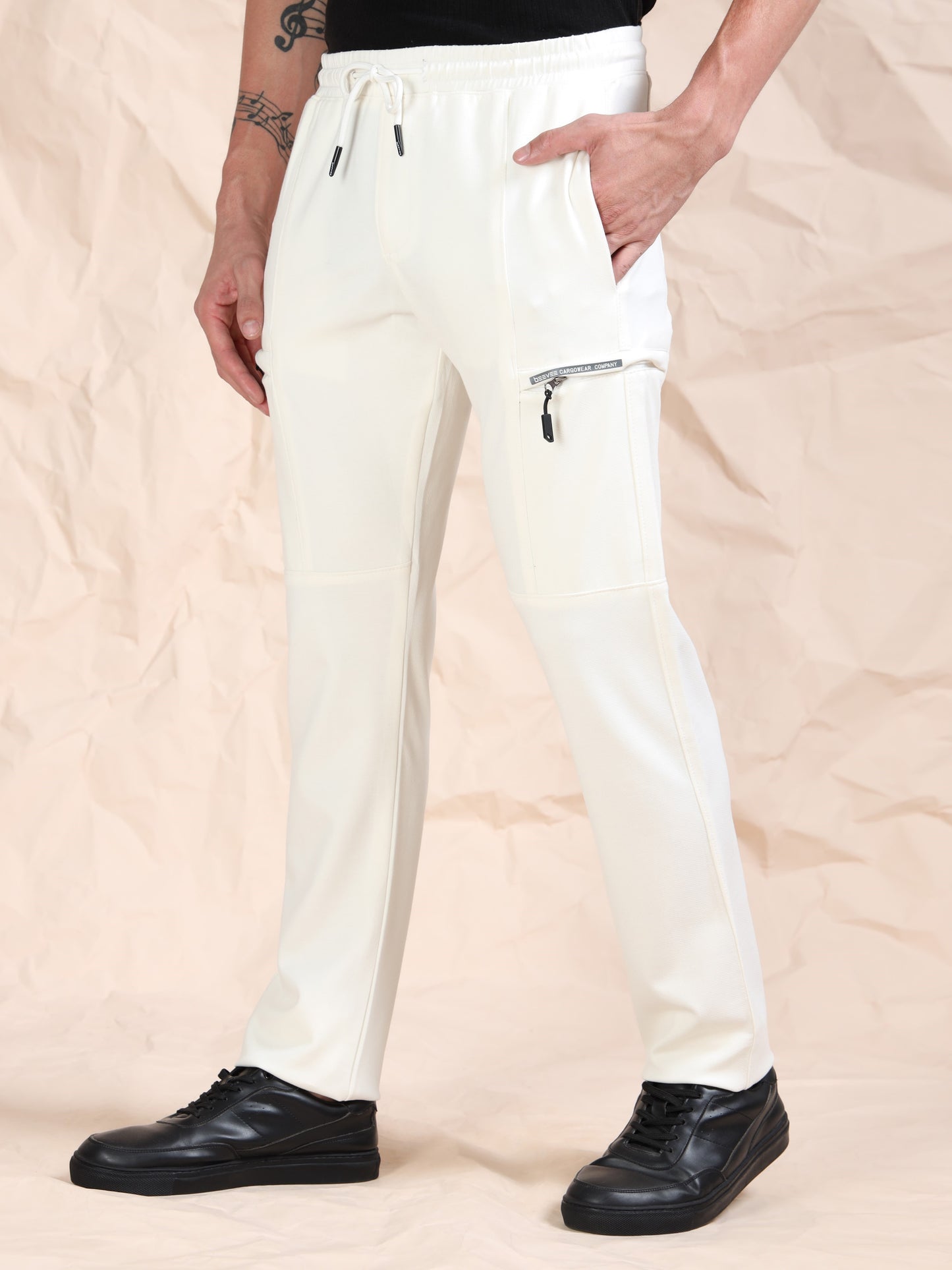 Stretchable Light White Track Pant