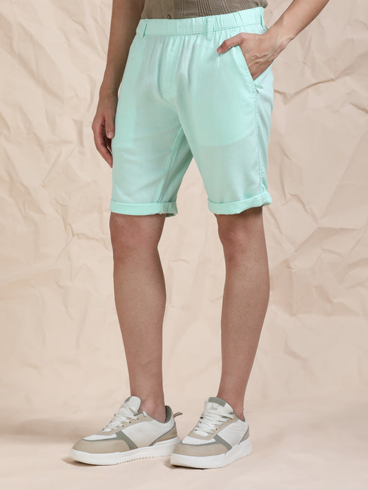 Light Mint Casual Linen Blend Shorts