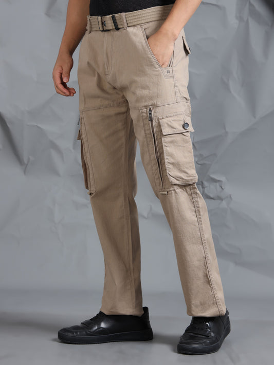 Cotton Lycra  Mud Mid Rise Cargo Pant with 8 Pockets
