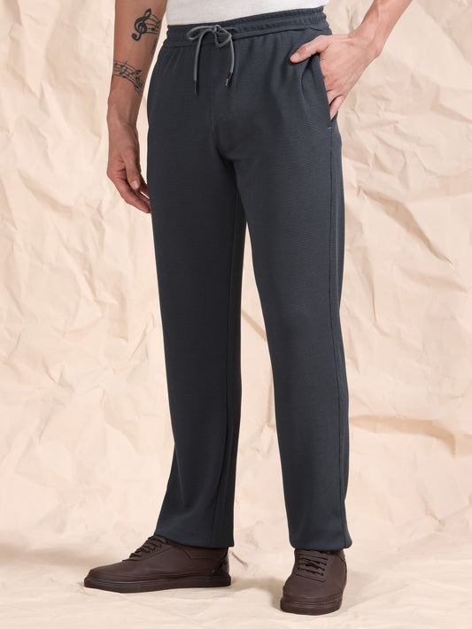 Grey Waffle Structured Track Pant