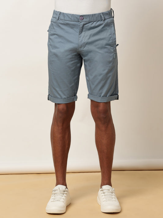 Zip Pocket Elasticated Stretchable Blue Shorts