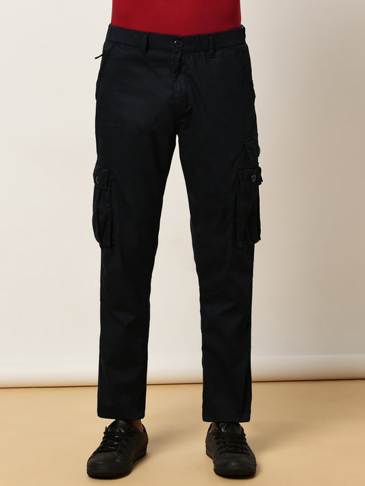 Elasticated Waist Multi Pocket Cargo Navy Lounge Pants