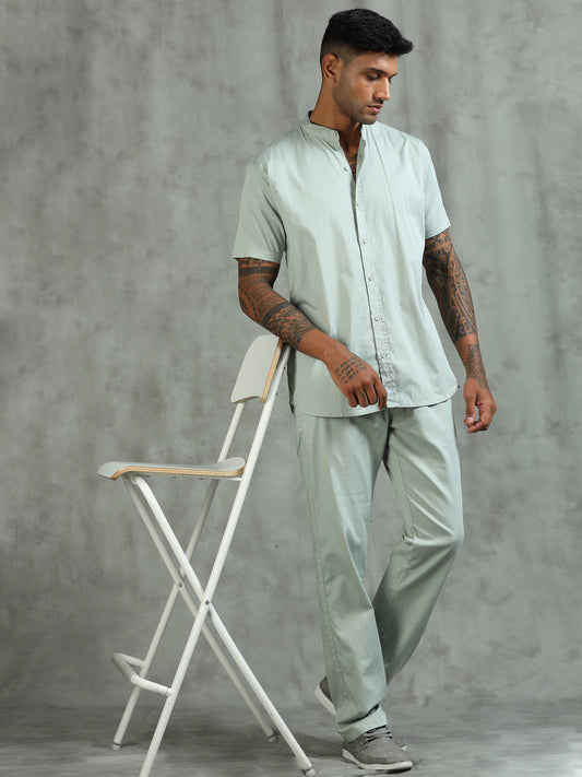 Mint Regular Fit Half Sleeve Solid Casual Co-ord Sets
