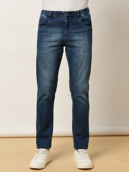 Elasticated Knit Denim Stretchable Light Blue Lounge Pants