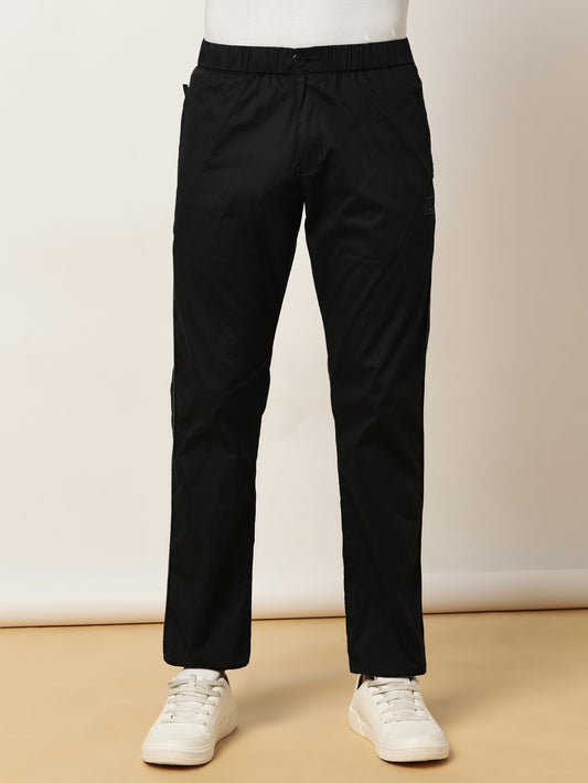 Elasticated Waist Zip Pocket Stretchable Navy Lounge Pants with Side Tape