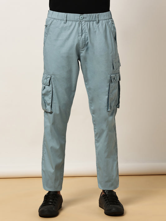Elasticated Waist Multi Pocket Cargo Sky Lounge Pants