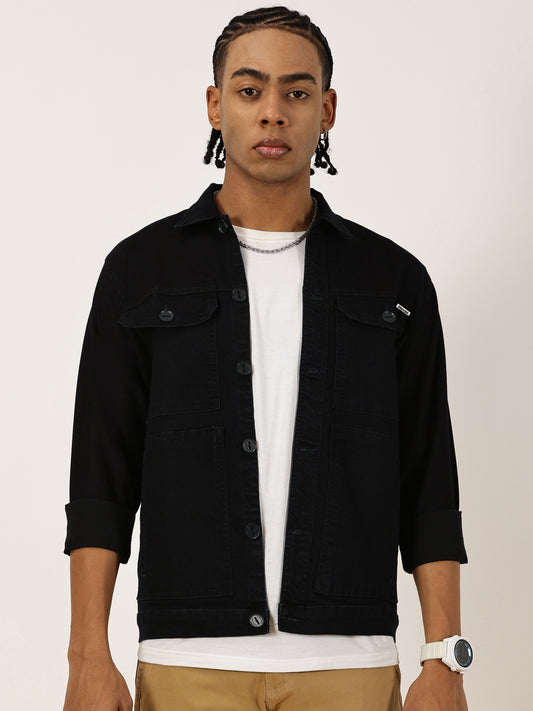 Multi Pocket Denim Blue Cargo Shacket