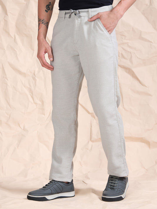 Brown Cotton Striped Mid Rise Pyjama