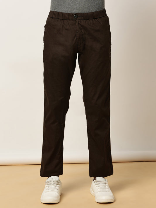 Elasticated Waist Zip Pocket Stretchable Olive Lounge Pants with Side Tape