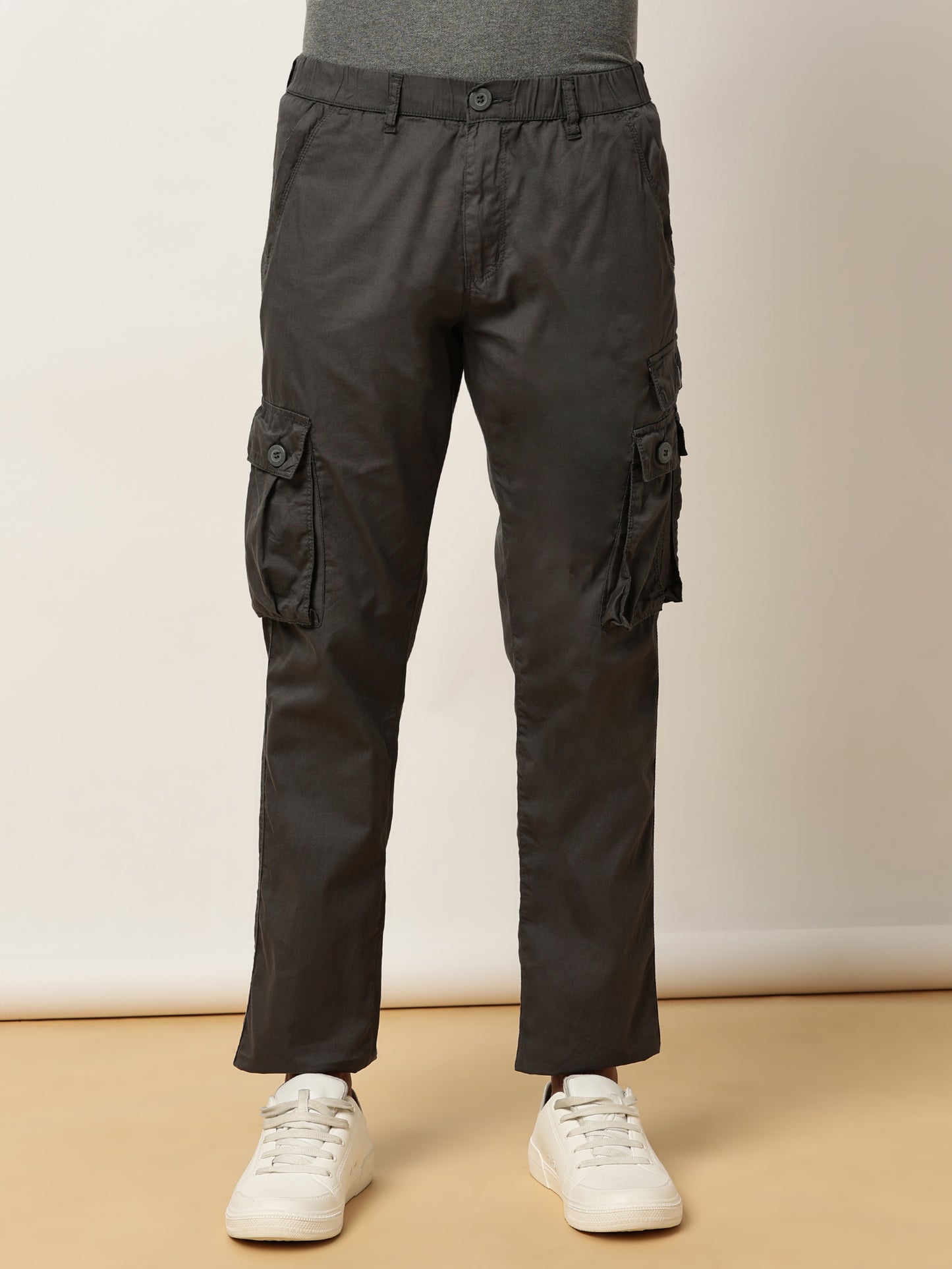 BEEVEE Melange Grey Solid Lounge Wear Bottoms for Men