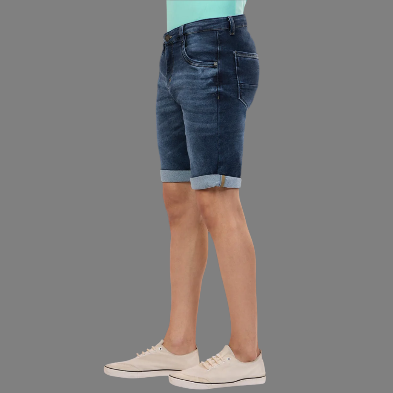 Dark Blue Stretchable Denim Shorts