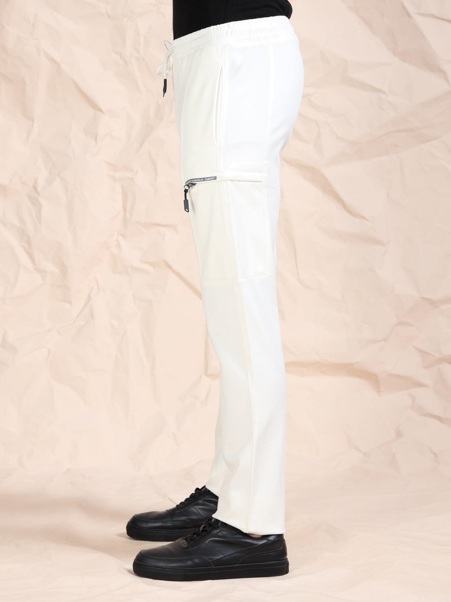 Stretchable Light White Track Pant