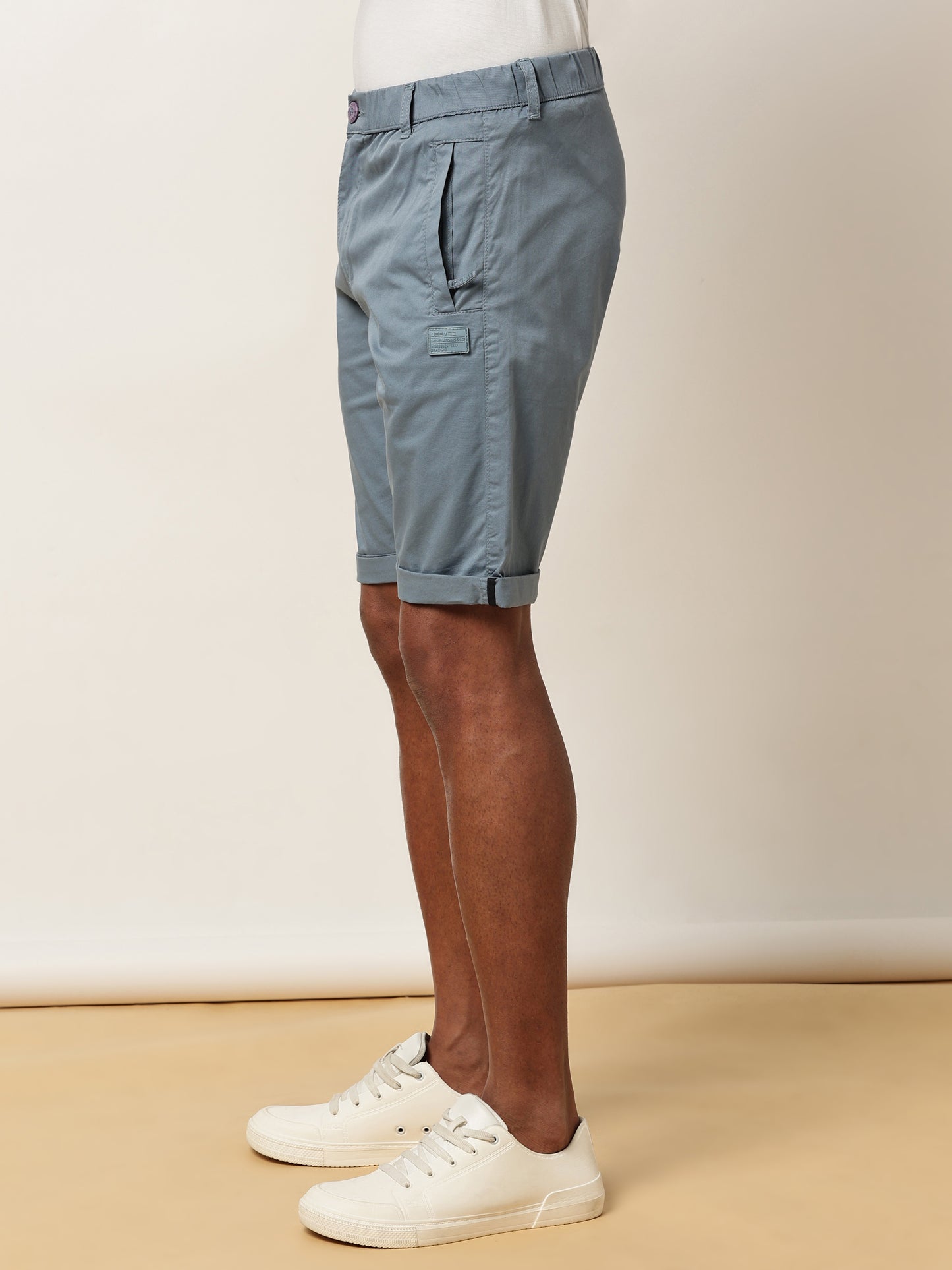 Zip Pocket Elasticated Stretchable Blue Shorts