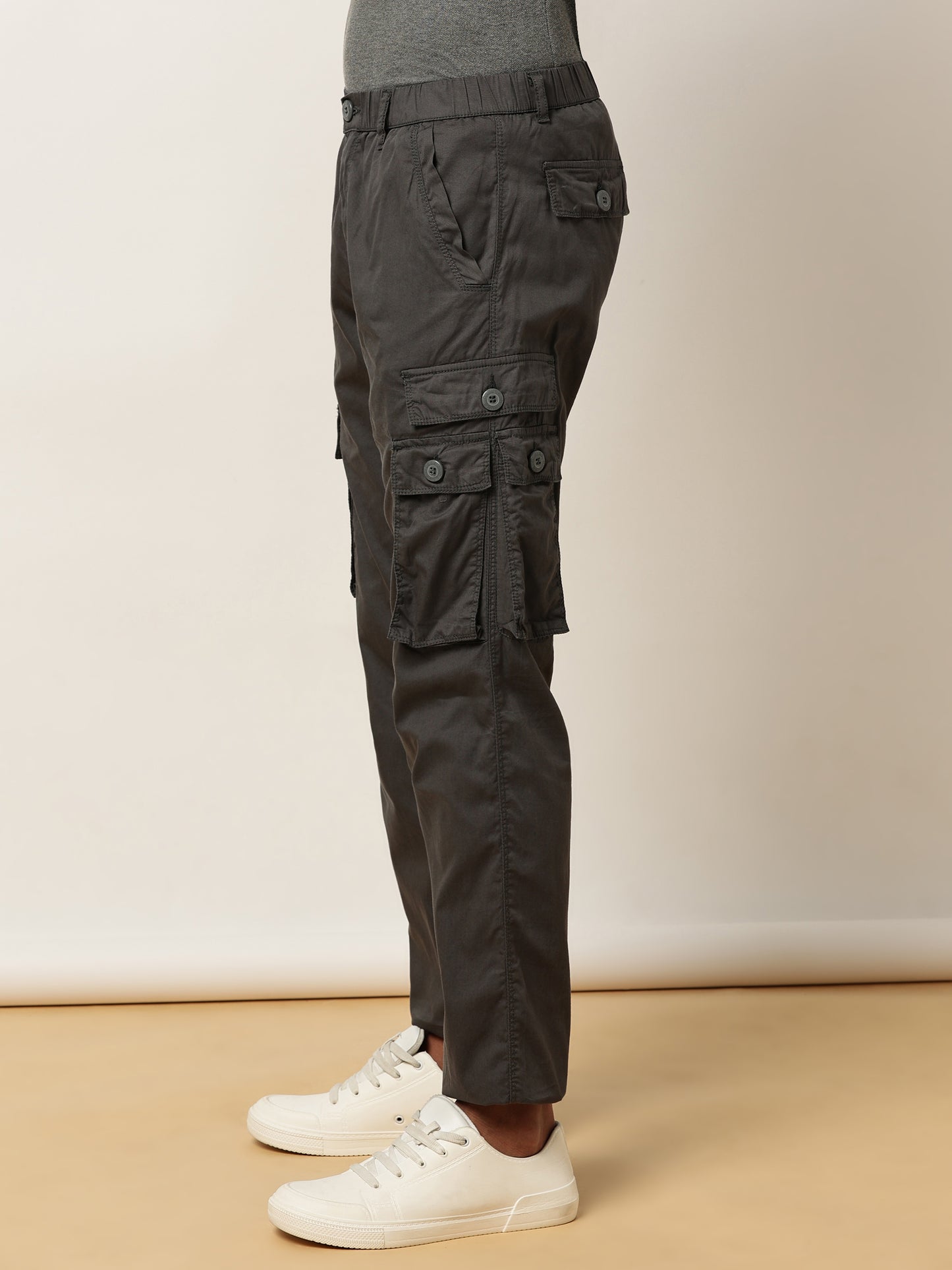 BEEVEE Melange Grey Solid Lounge Wear Bottoms for Men