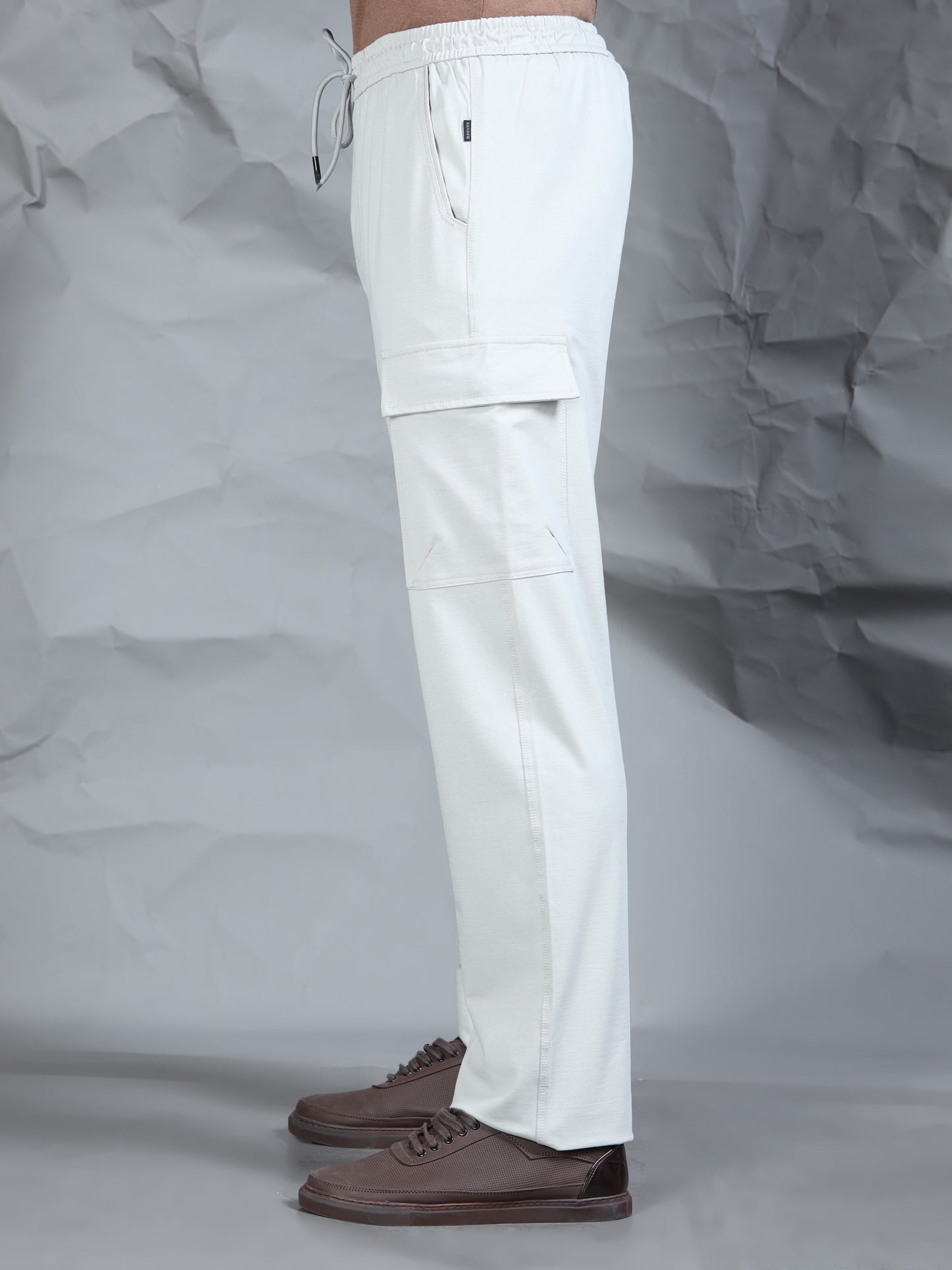 Light Grey Cotton Blend Knitted Stretchable Track Pant