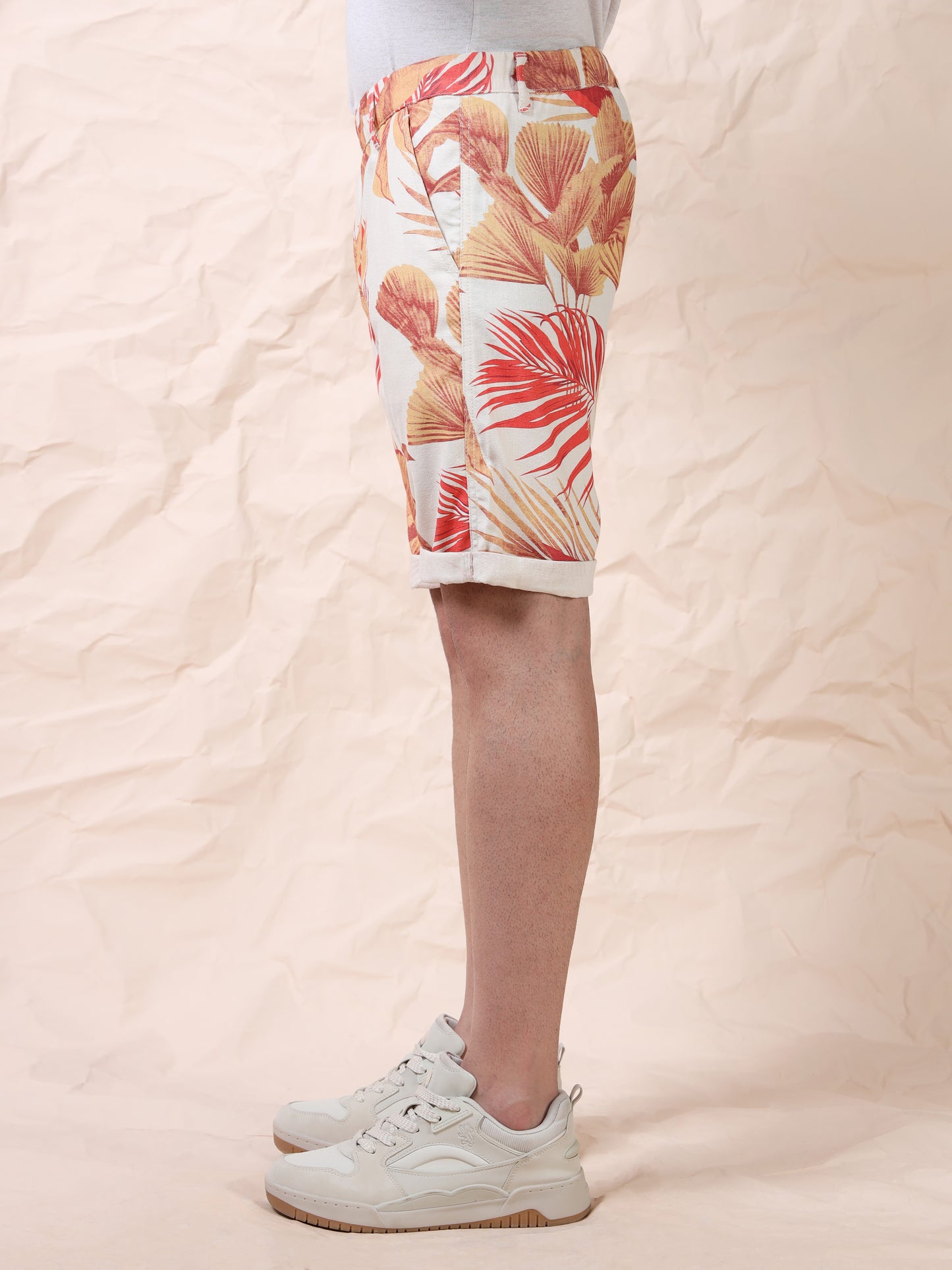 Men's Printed Cotton Blend Mid-Rise Casual Shorts