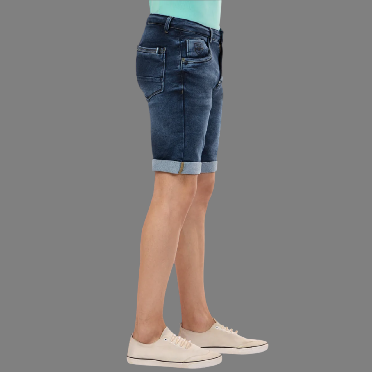 Dark Blue Stretchable Denim Shorts