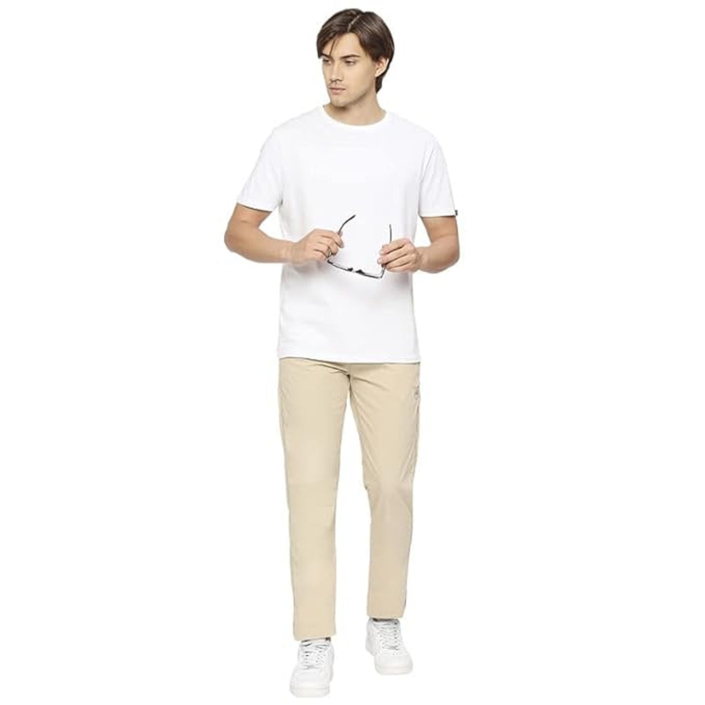 Men Beige Solid Track Pants