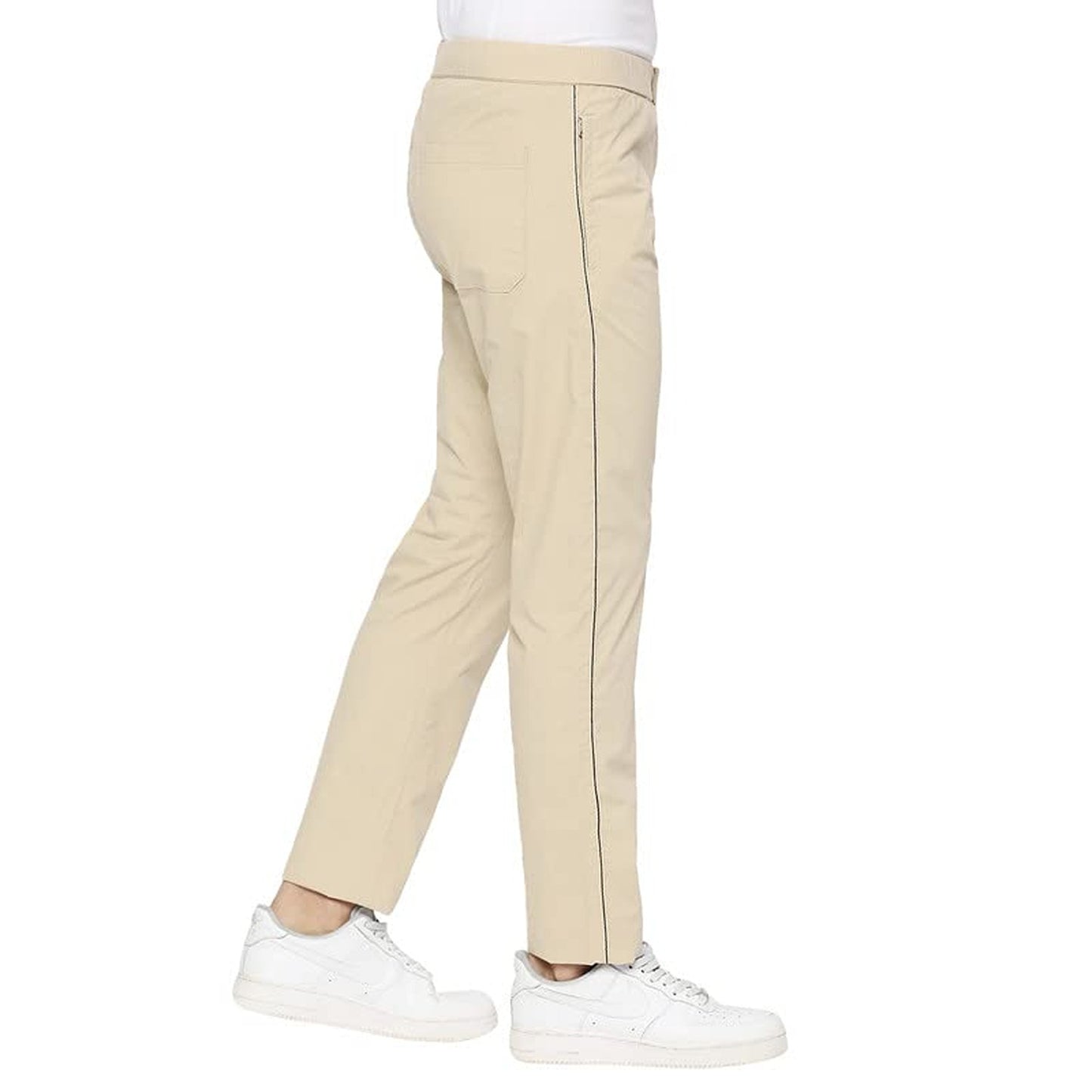 Men Beige Solid Track Pants