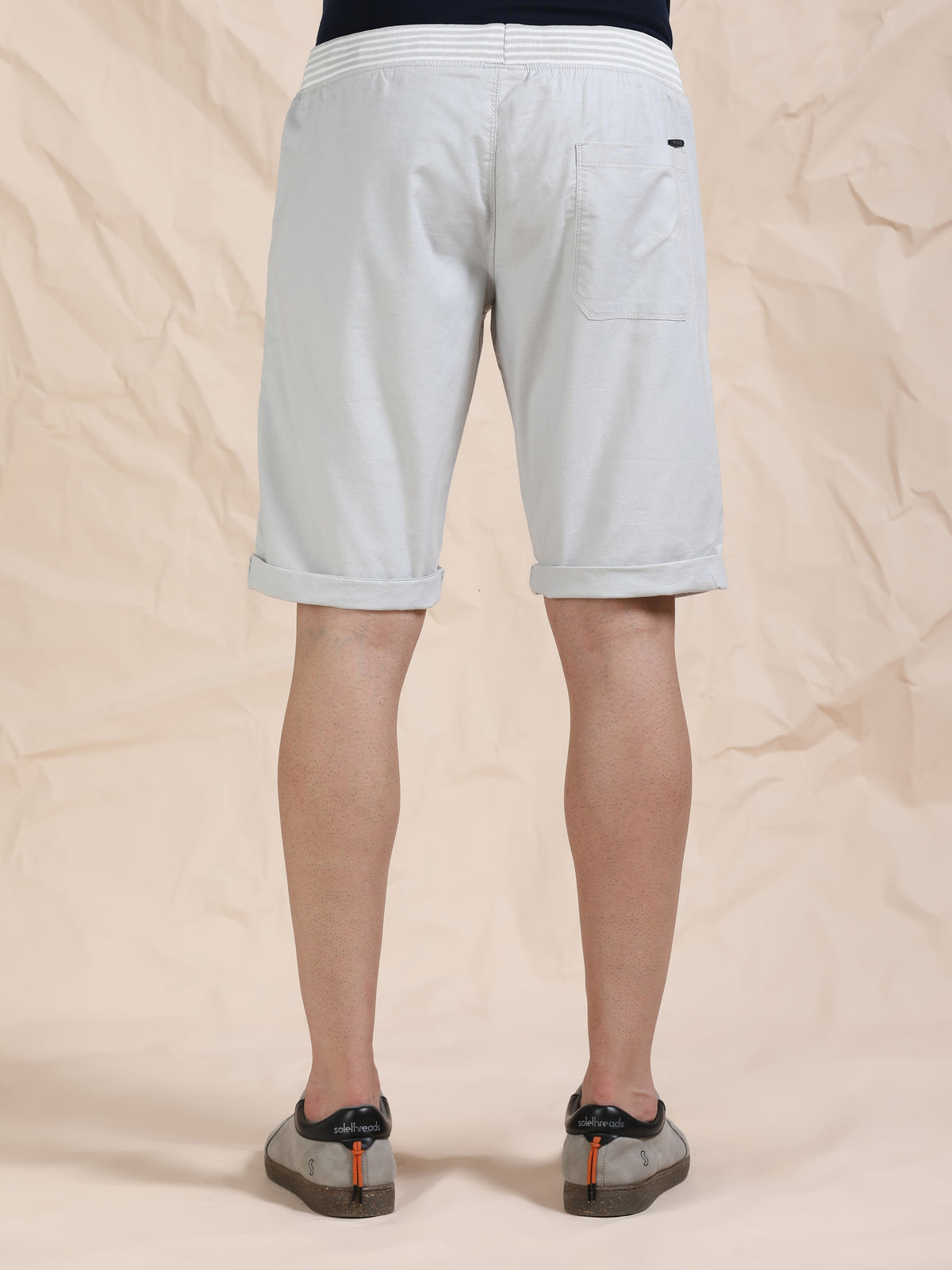 Light Grey Casual Cotton Lycra Shorts