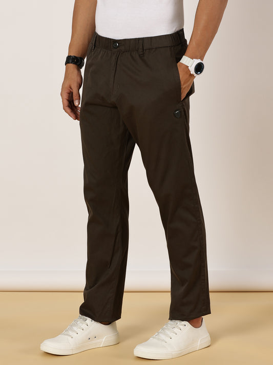 Light Weight Elasticated Waist Zip Pocket Olive Lounge Pants