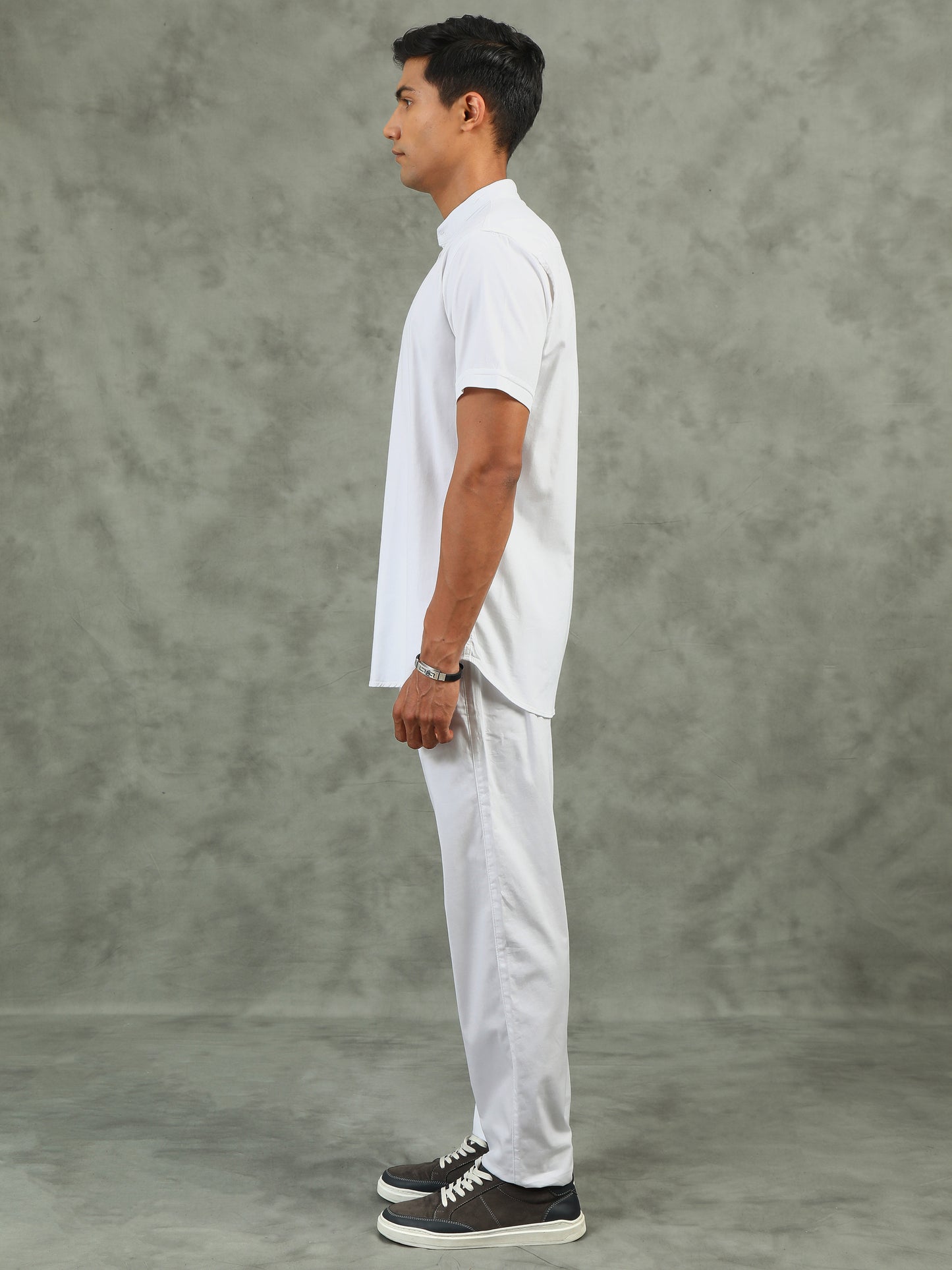 White Regular Fit Half Sleeve Solid Casual Co-ord Sets