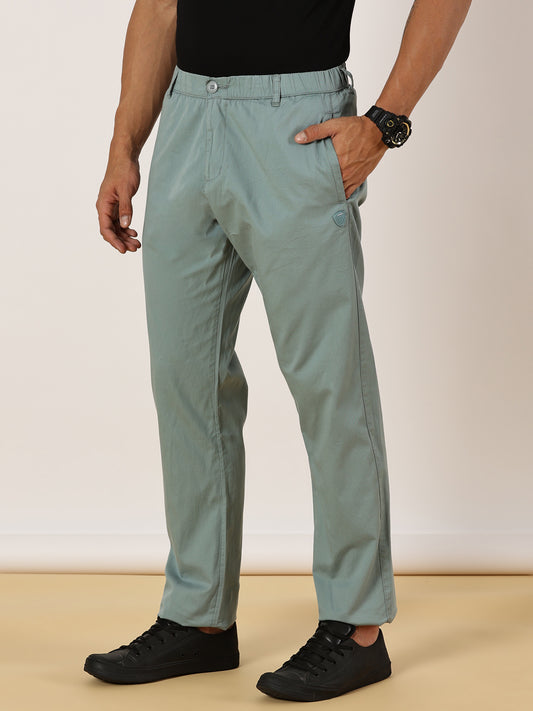 Light Weight Elasticated Waist Zip Pocket Green Lounge Pants