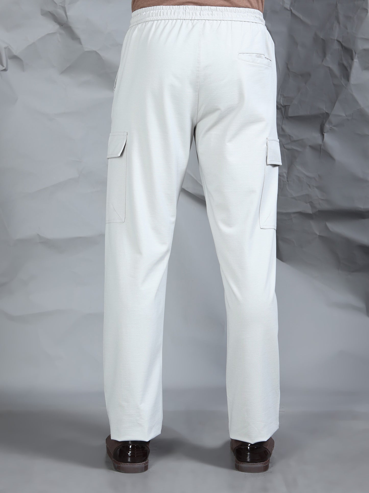 Light Grey Cotton Blend Knitted Stretchable Track Pant
