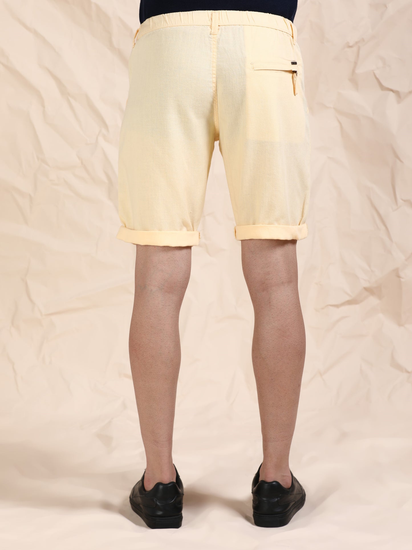 Light Orange Casual Linen Blend Shorts