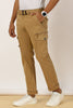 Zip Pocket Stretchable Khaki Cargo With Belt