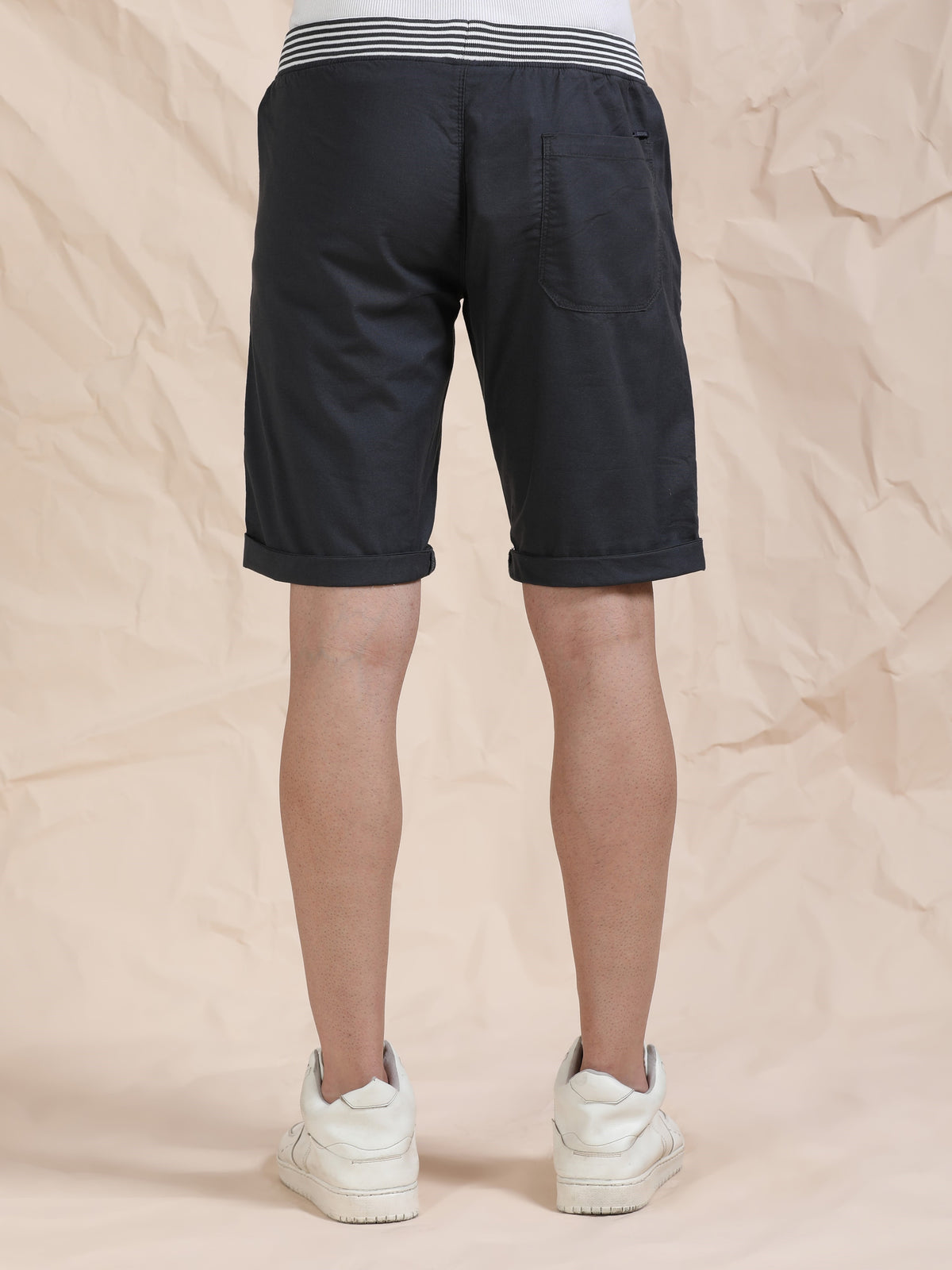 Grey Casual Cotton Lycra Shorts