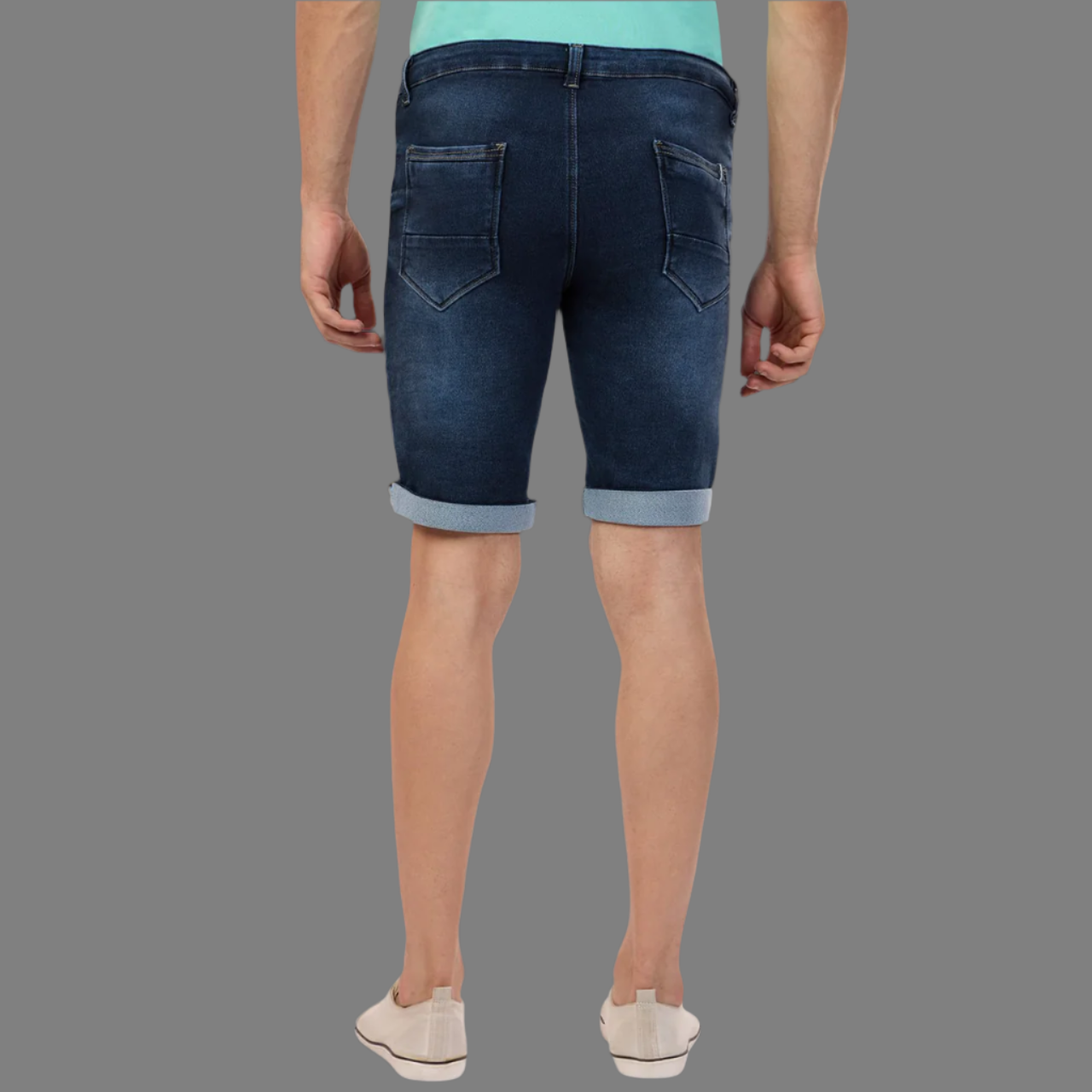 Dark Blue Stretchable Denim Shorts