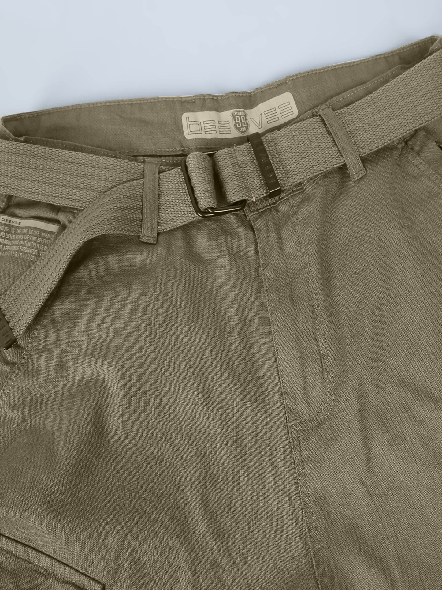 Men Multi Pocket Olive Cargo with Belt
