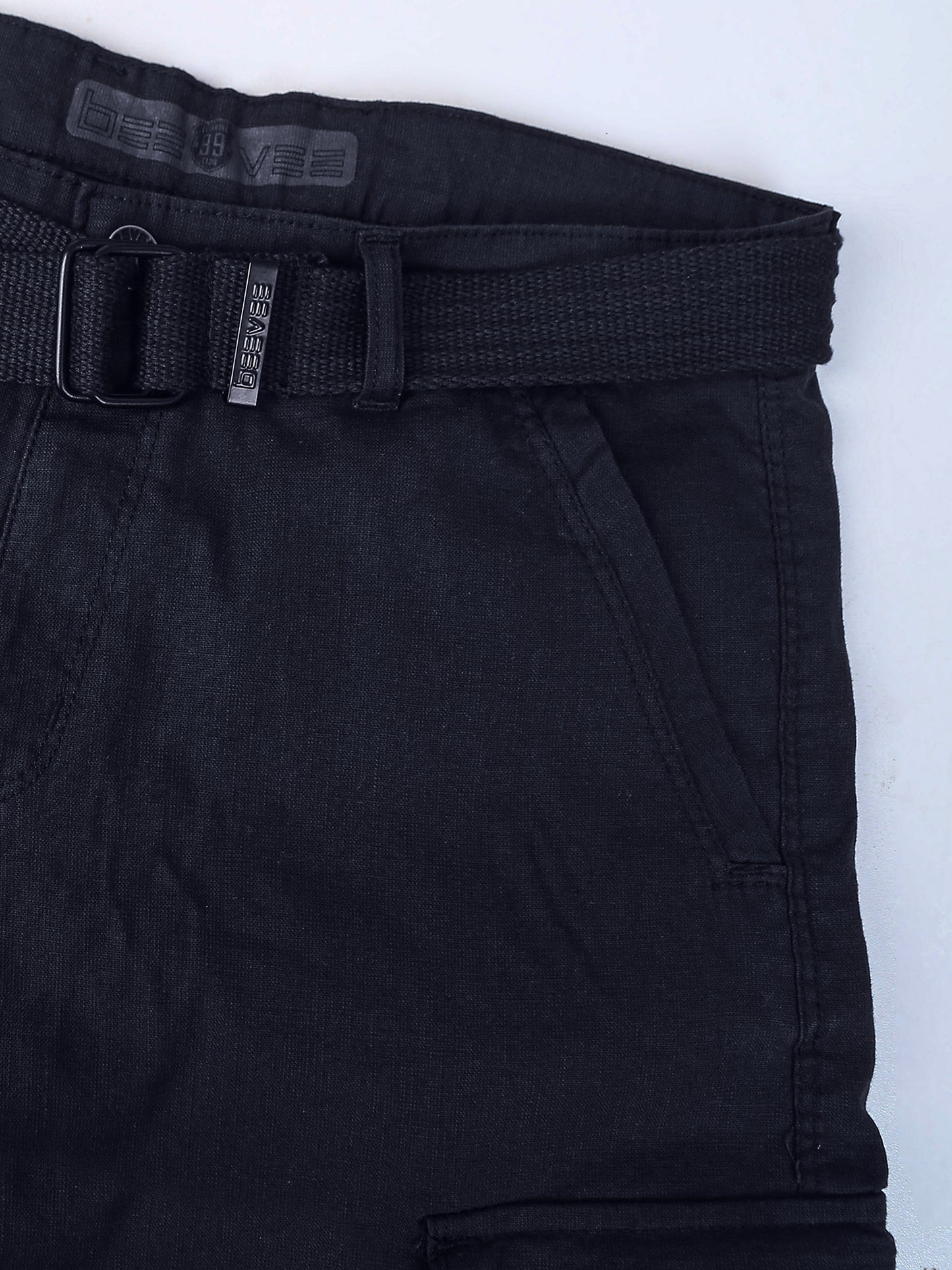 Men Multi Pocket Navy Cargo with Belt