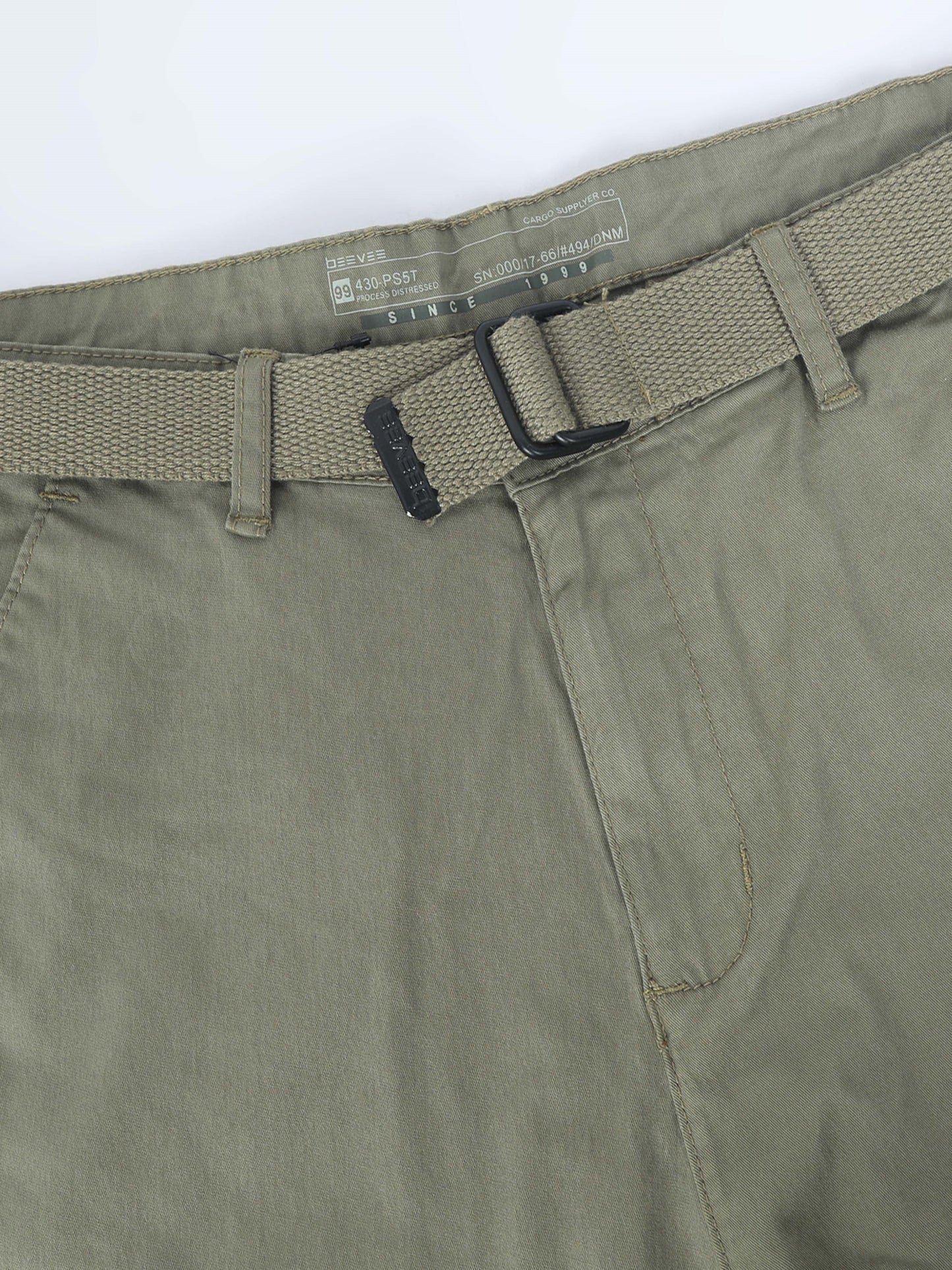 Cross Pocket Lt Olive Shorts with Belt