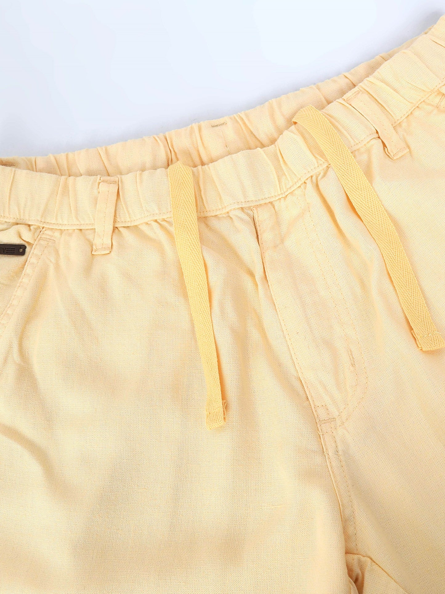 Light Orange Casual Linen Blend Shorts