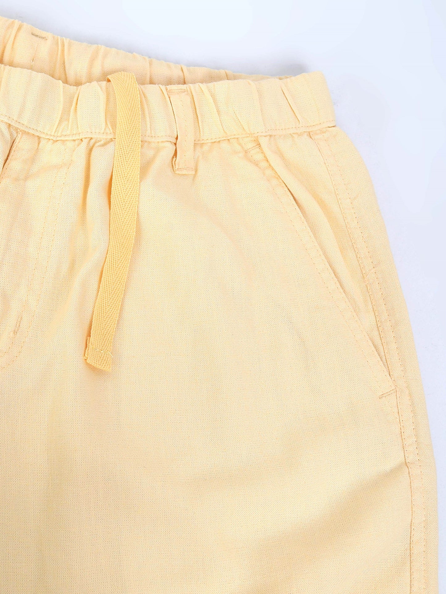 Light Orange Casual Linen Blend Shorts