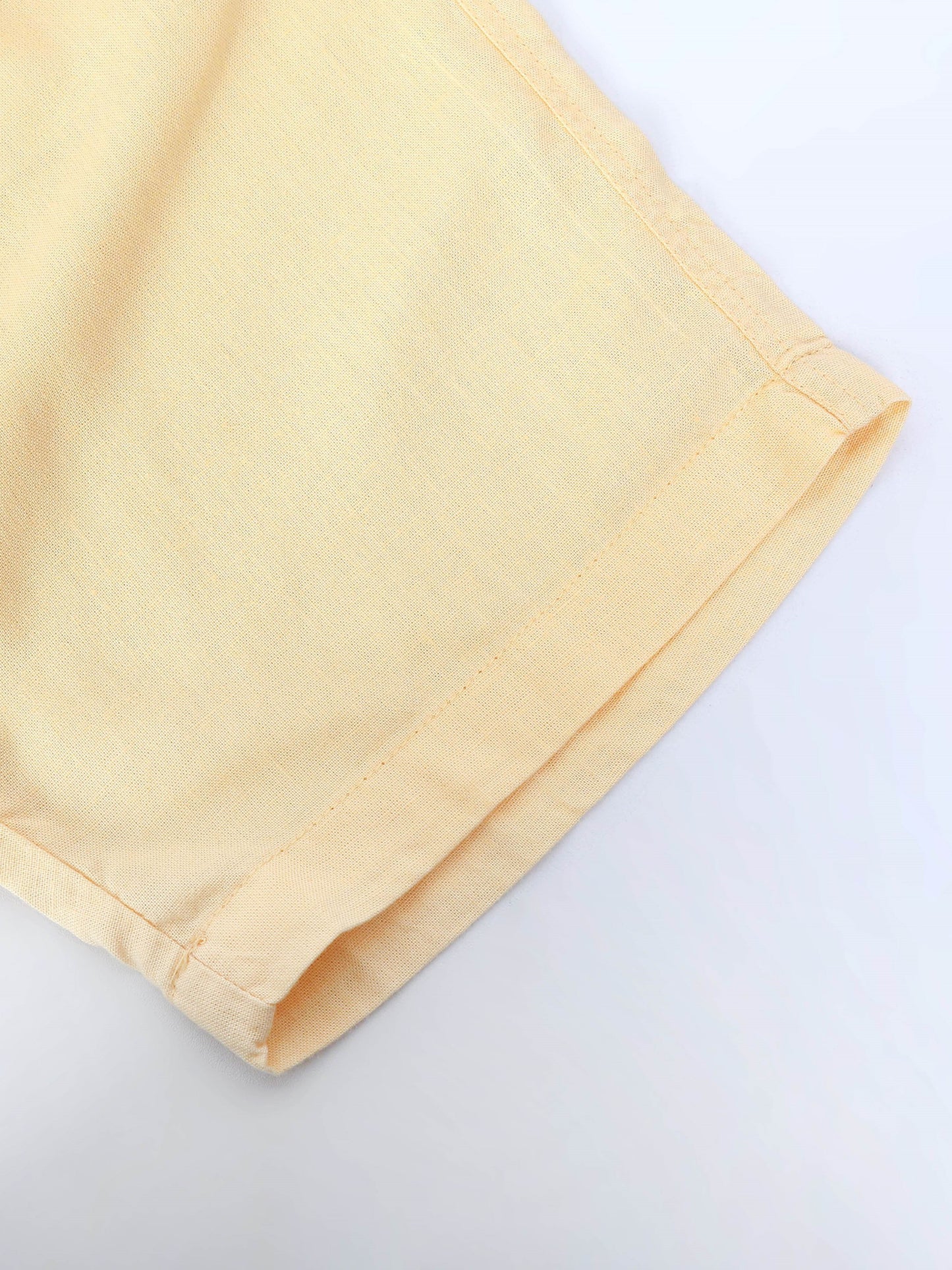 Light Orange Casual Linen Blend Shorts