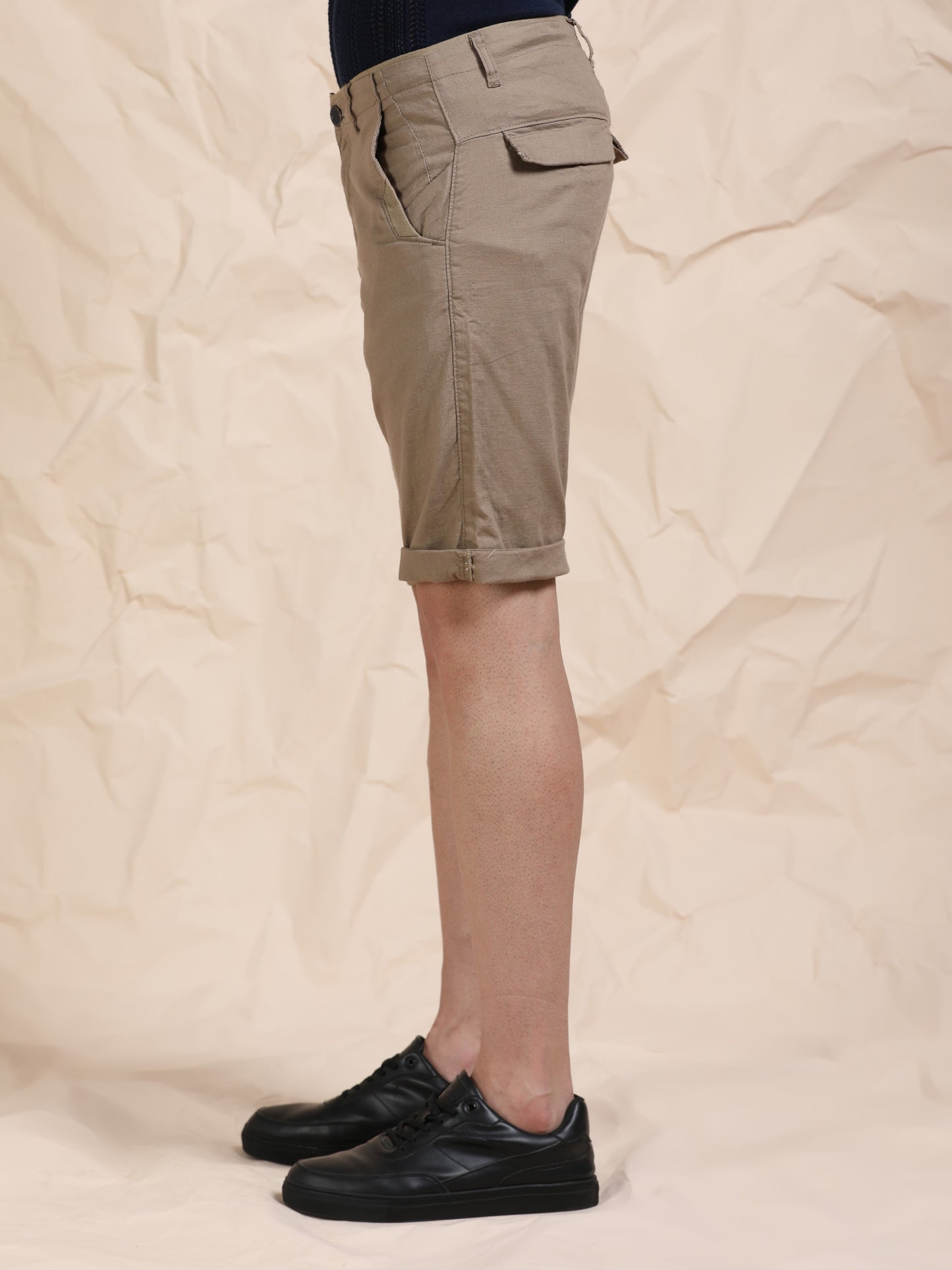 Cross Pocket Mud Shorts with Metal Button