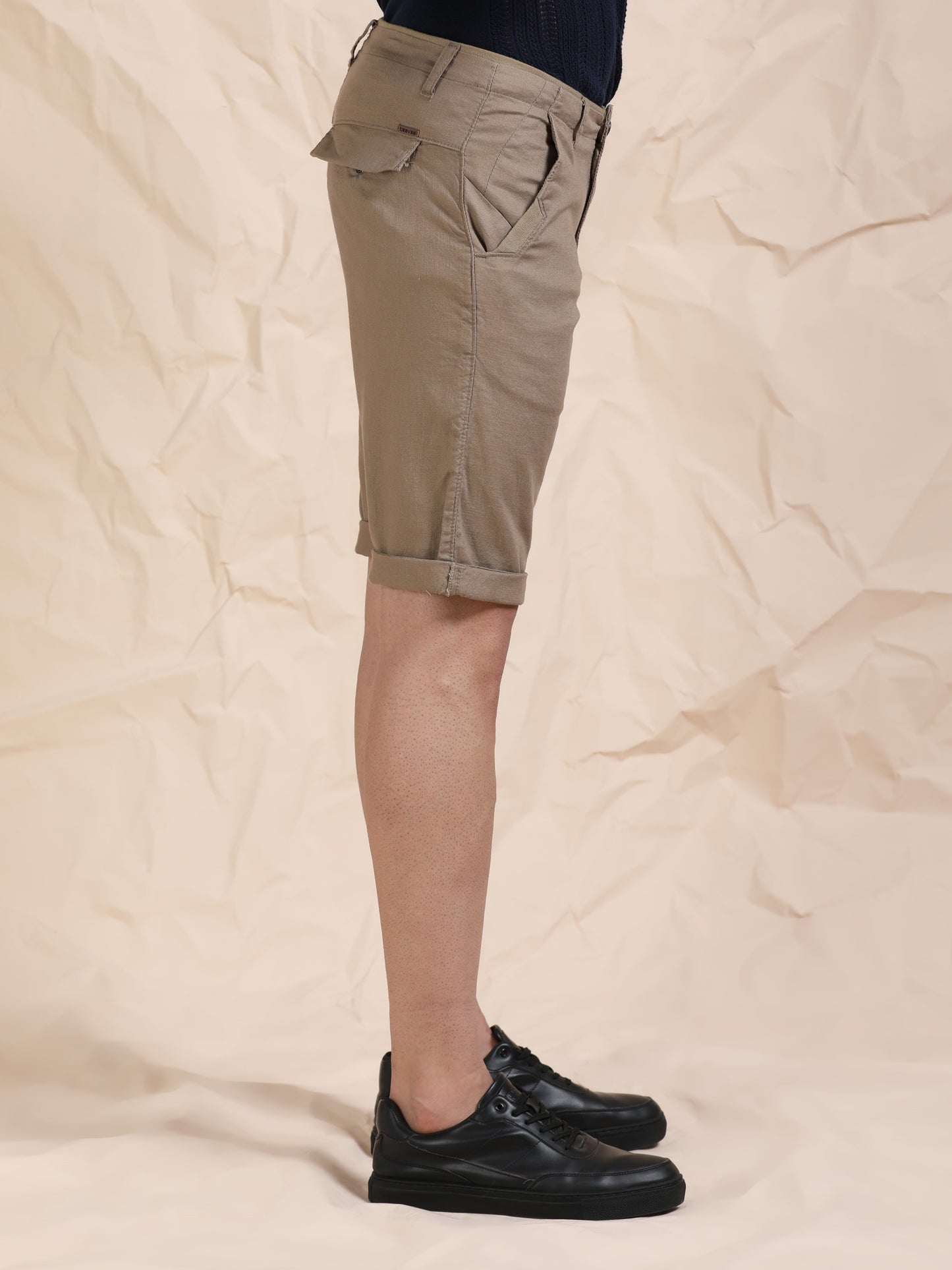Cross Pocket Mud Shorts with Metal Button