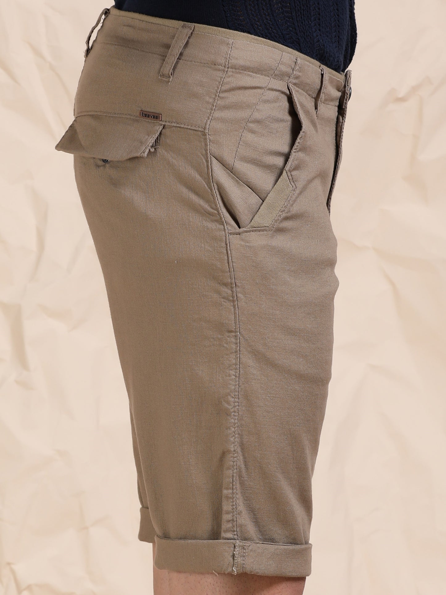 Cross Pocket Mud Shorts with Metal Button