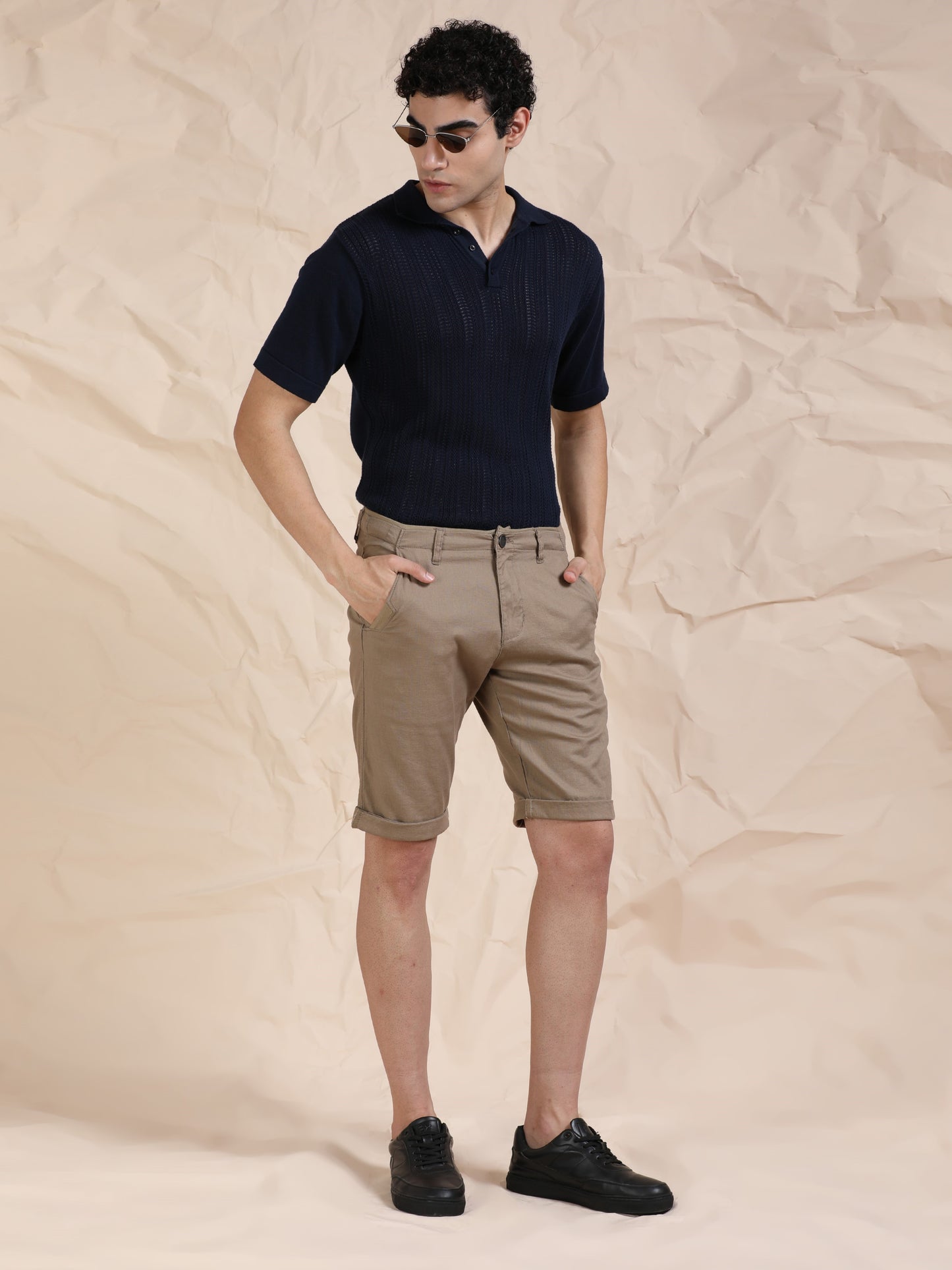 Cross Pocket Mud Shorts with Metal Button