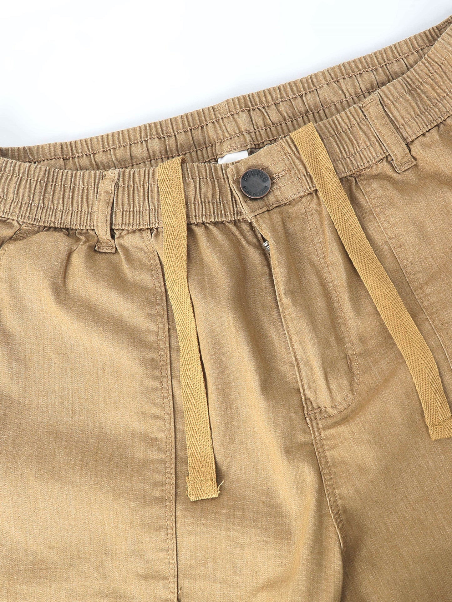 Men's Brown Solid Cotton Lycra Mid-Rise Casual Shorts