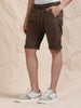 Cross Pocket Brown Shorts with Belt