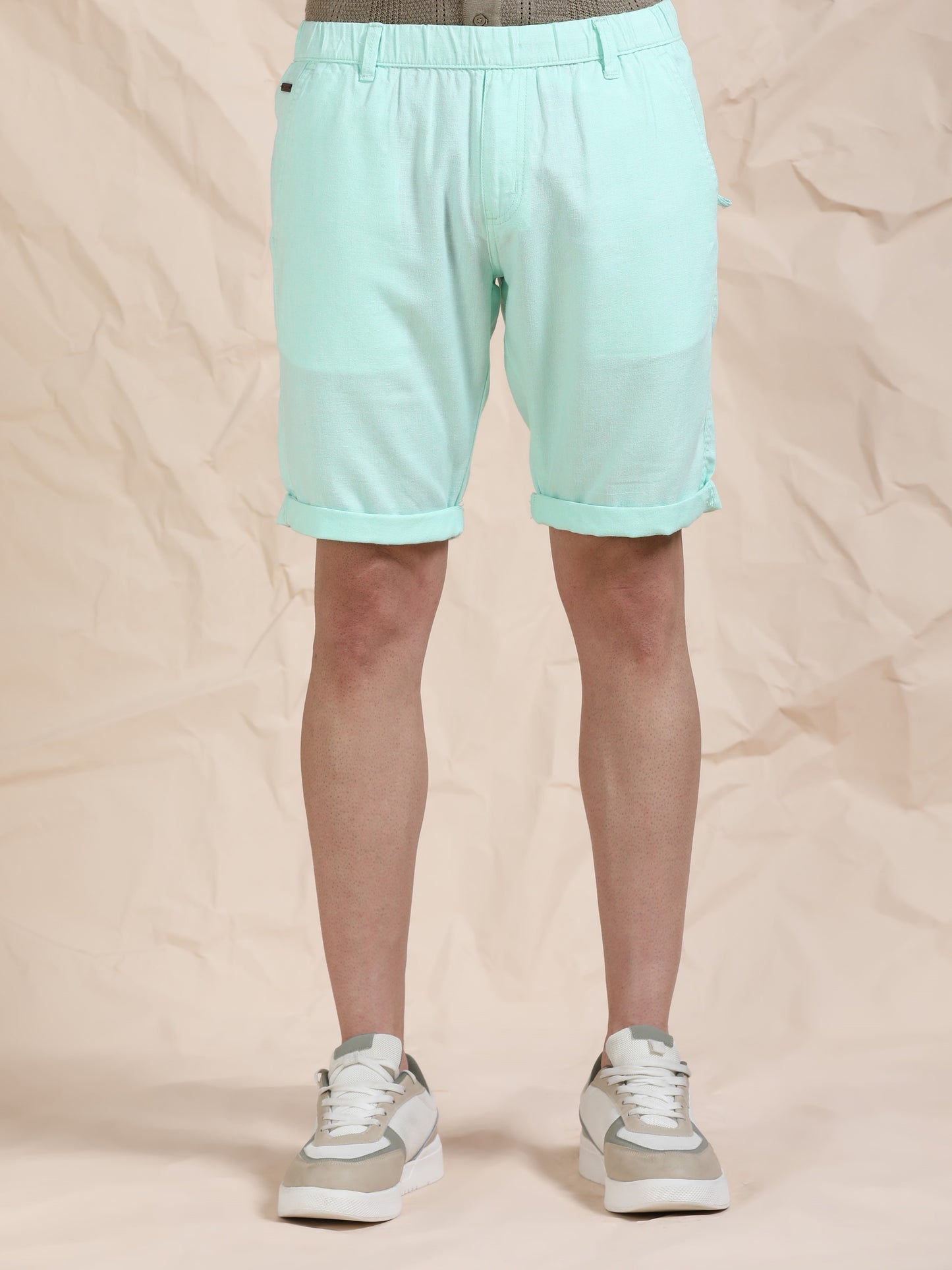 Light Mint Casual Linen Blend Shorts