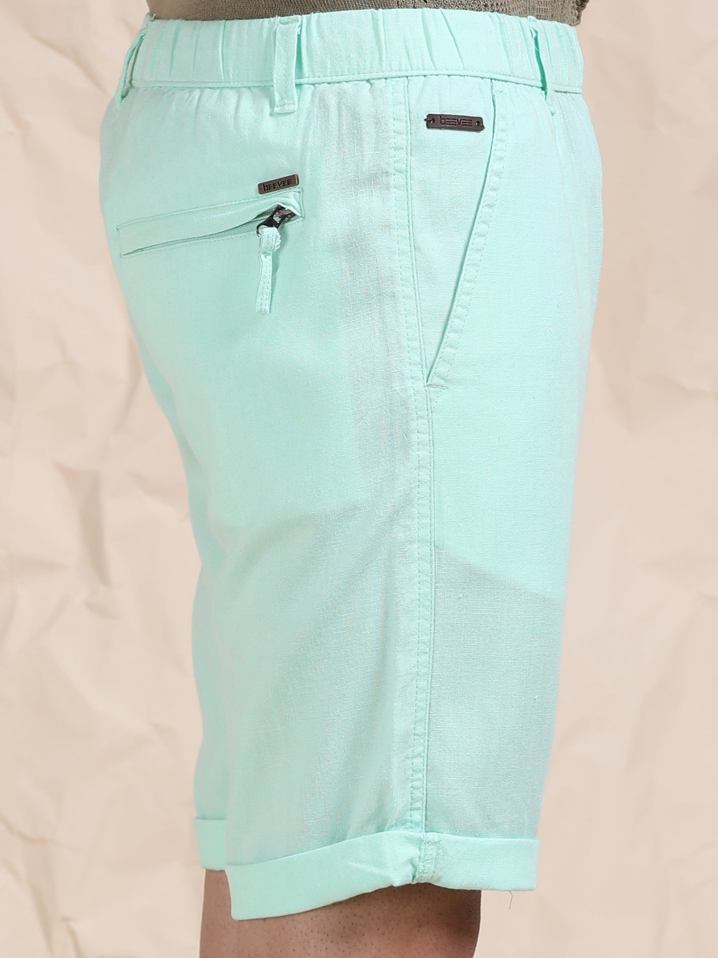 Light Mint Casual Linen Blend Shorts