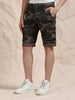 Grey Cargo Shorts with Camo Print