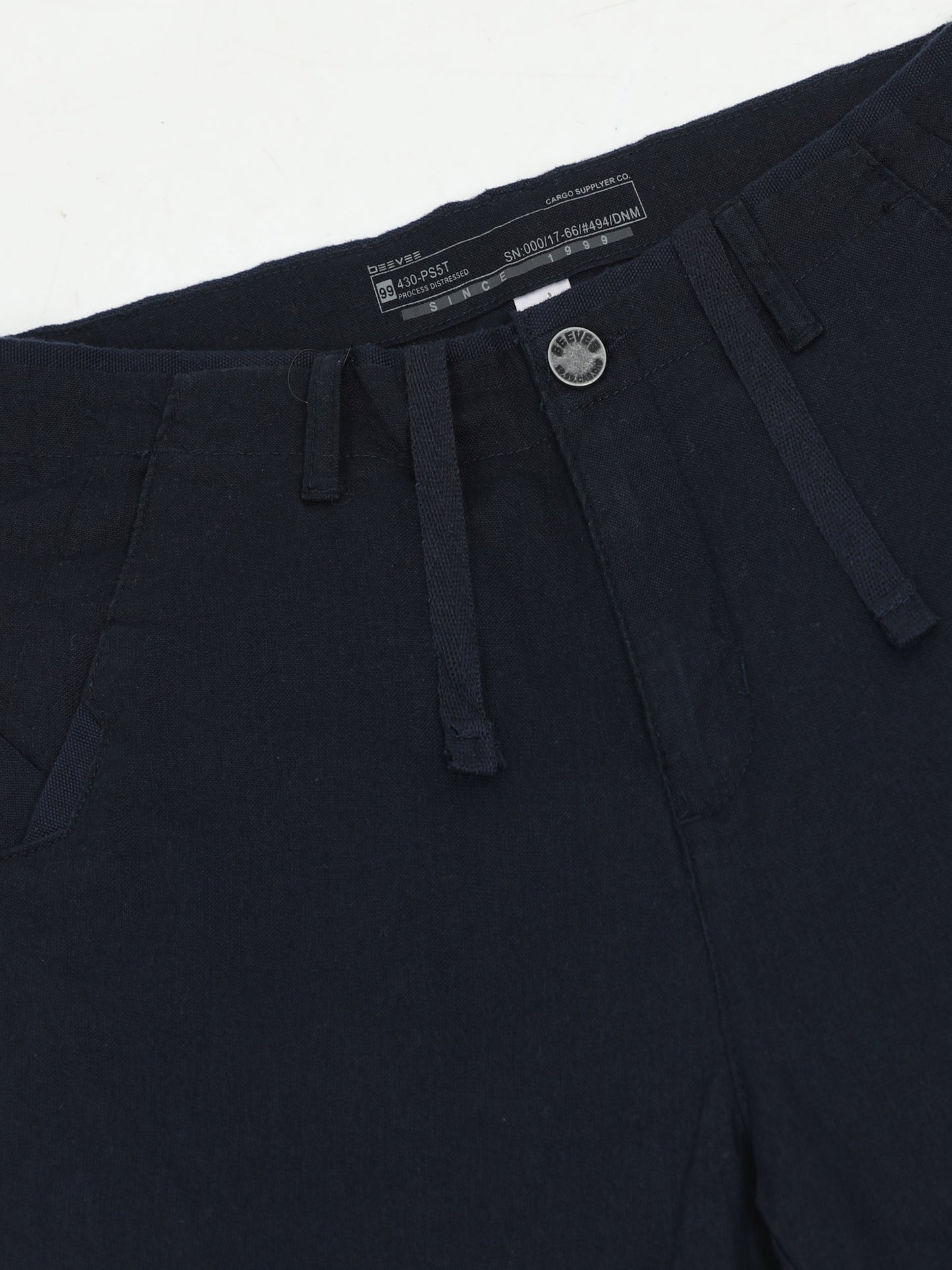 Cross Pocket Navy Shorts with Metal Button