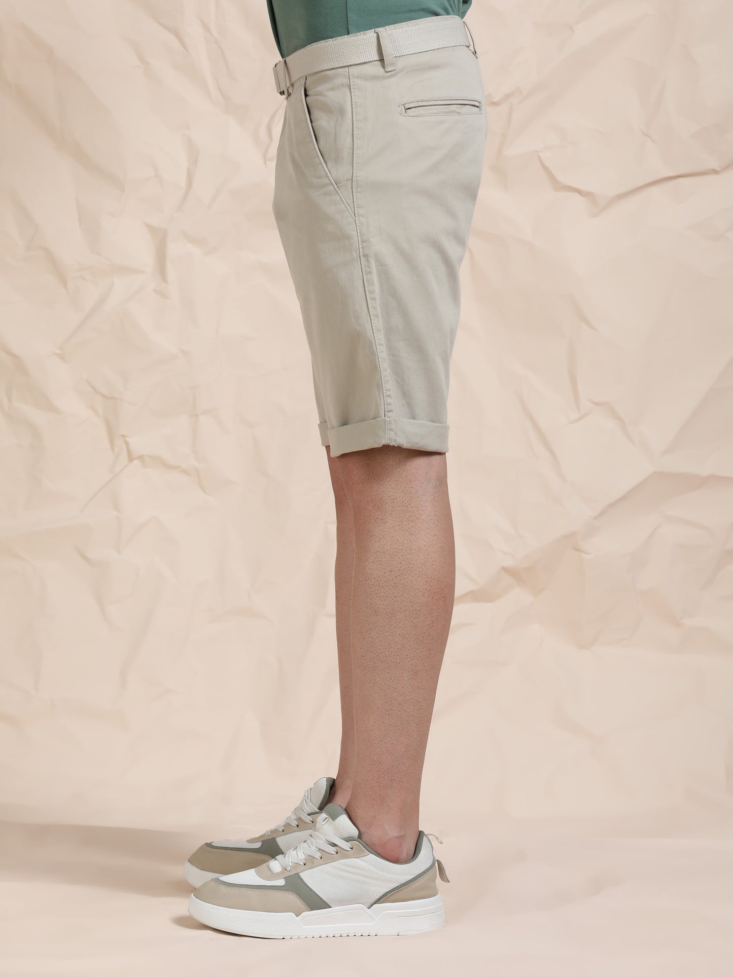 Cross Pocket Sand Shorts with Belt